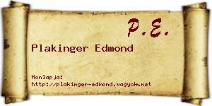 Plakinger Edmond névjegykártya